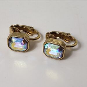VINTAGE AVON Aurora Borealis Enamel-cut Clip-on Earrings